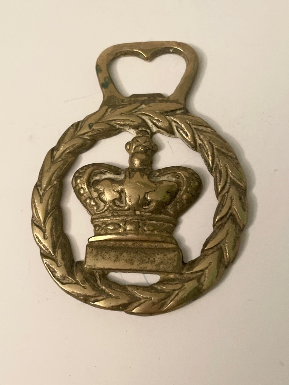 Vintage Solid Brass Crown Horse Brass Equestrian Decor Laurel Wreath Collectible